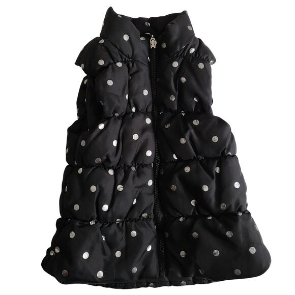One Step Up Black & Silver Quilted Puffer Vest with Heart Charm Girls Size S/4 - Picture 1 of 4
